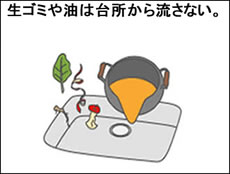 生ゴミや油は台所から流さない
